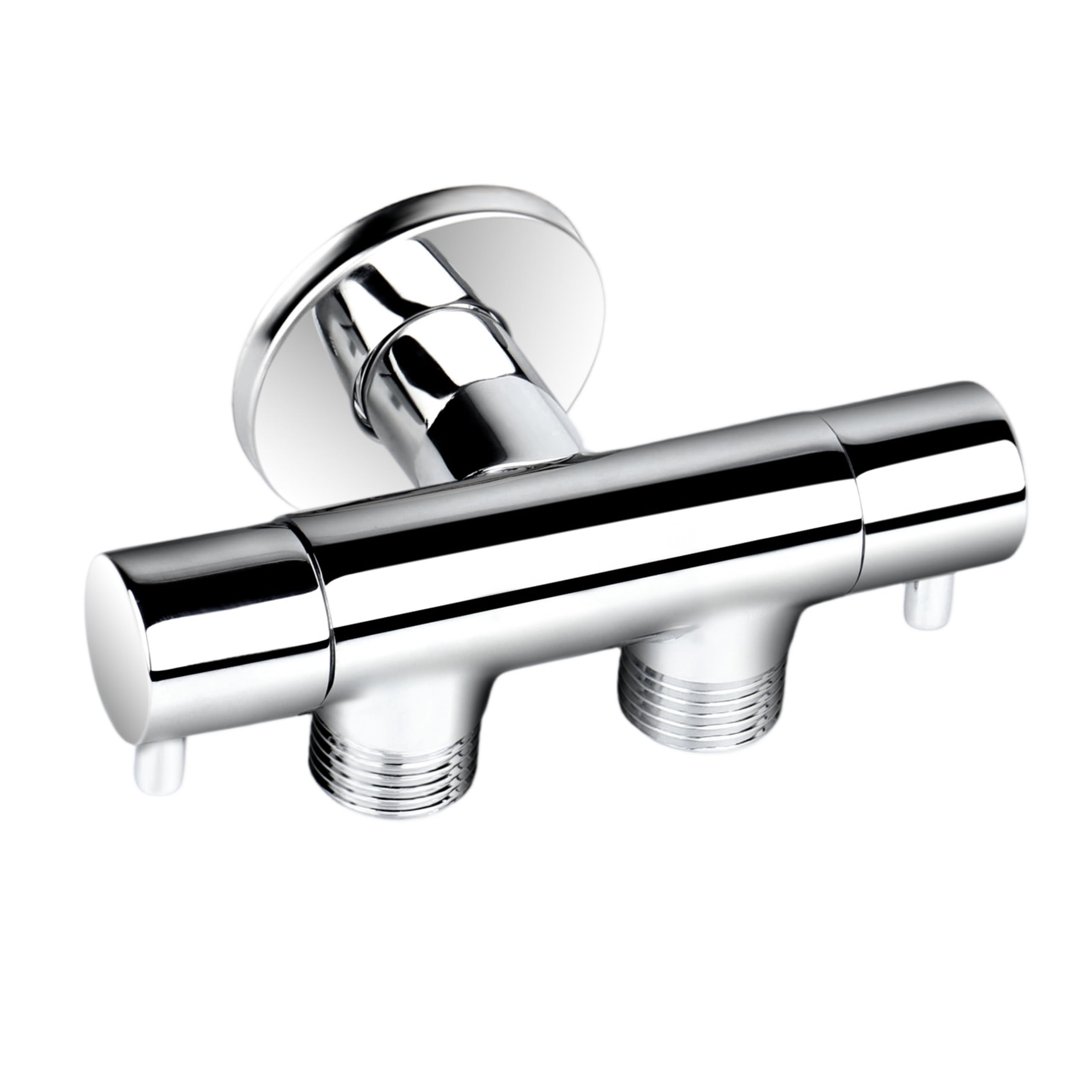 AquaUno Doppel Eckventil 1/2 x 1/2 x 1/2 - Messing - 2 Geräte - kein Verklemmen - Warm- Kaltwasser - WC Spülmaschine