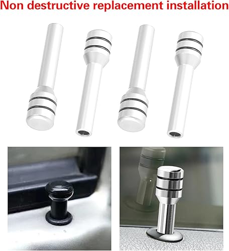 Miniatura 7 de Paquete de 4 pomos para cerradura de puerta de automóvil, pasadores de aleación de aluminio para cerradura de puerta interior, kits decorativos de