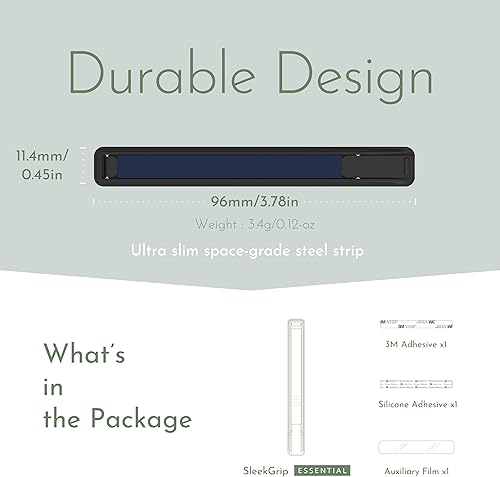 Miniatura 5 de SleekStrip SleekGrip Essential - Soporte de agarre para teléfono ultra fino, de metal delgado, correa de mano para iPhone 16 Pro Max, 17 Air,