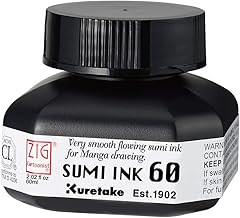 ZIG Cartoonist Sumi Ink 60ml - Smooth Ink for Illustration, Lettering, Drawing, Outlining on Bright & Dark Papers - Perfect for Beginners & Professionals. AP- Certifird Japan