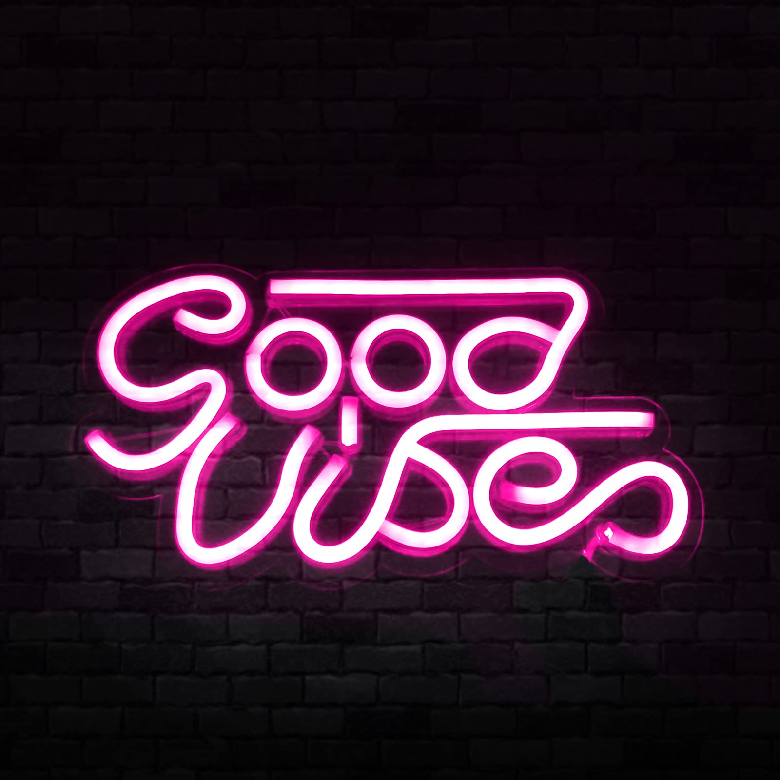 Good Vibes Neon Schild, Pink Led Schriftzug Light Good Vibesneon Lights Wall Decor, Leuchtreklame Neonschilder Leuchtschilder Nachtlicht Wandschild für Bar Club Garage Zuhause Schlafzimmer