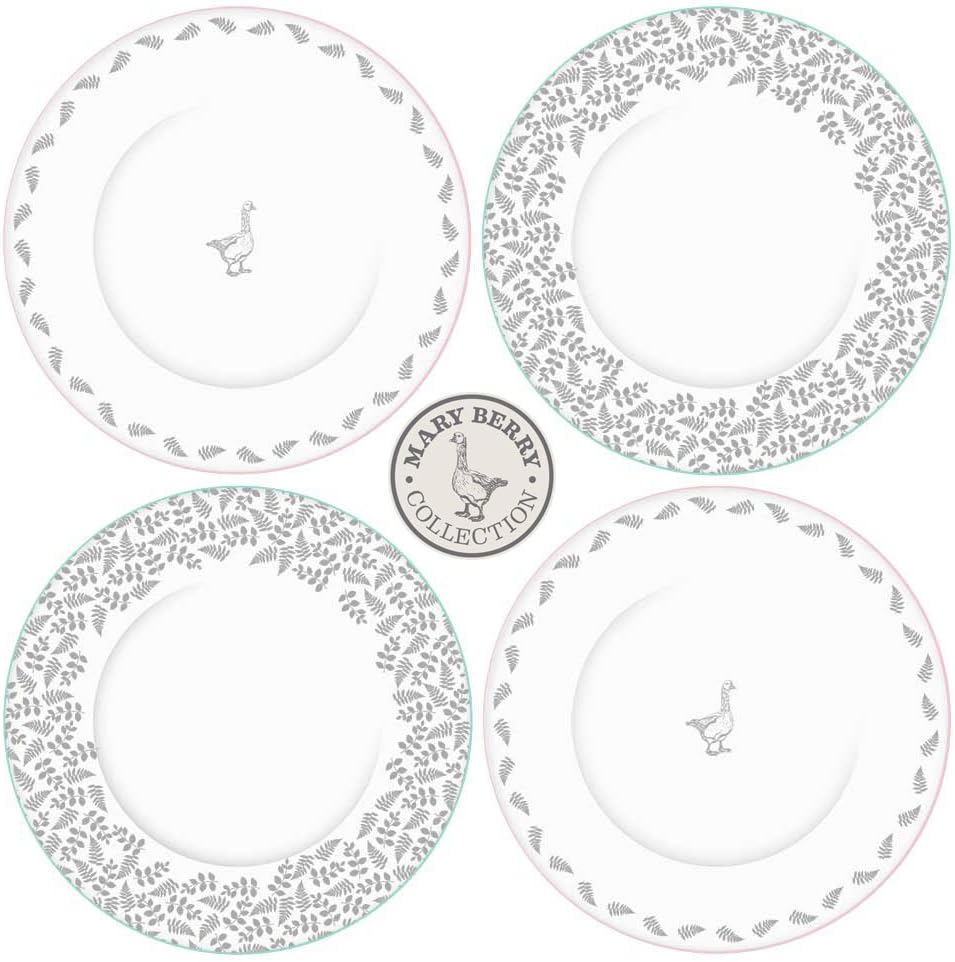 Mary Berry Set of 4 Goose Design Ceramic Cake Plates Gift Boxed Great British Bake Off