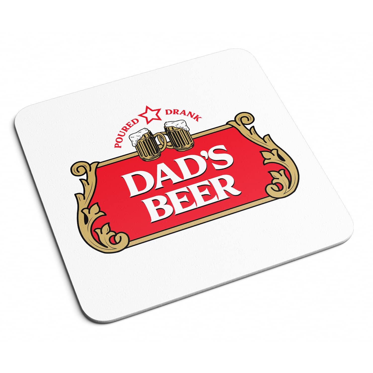 Dads Beer Drinks Coaster - Father's Day Birthday Father Dad Daddy Lager Pub Mens Gift Present Home Kitchen Decor Place Mat (White)