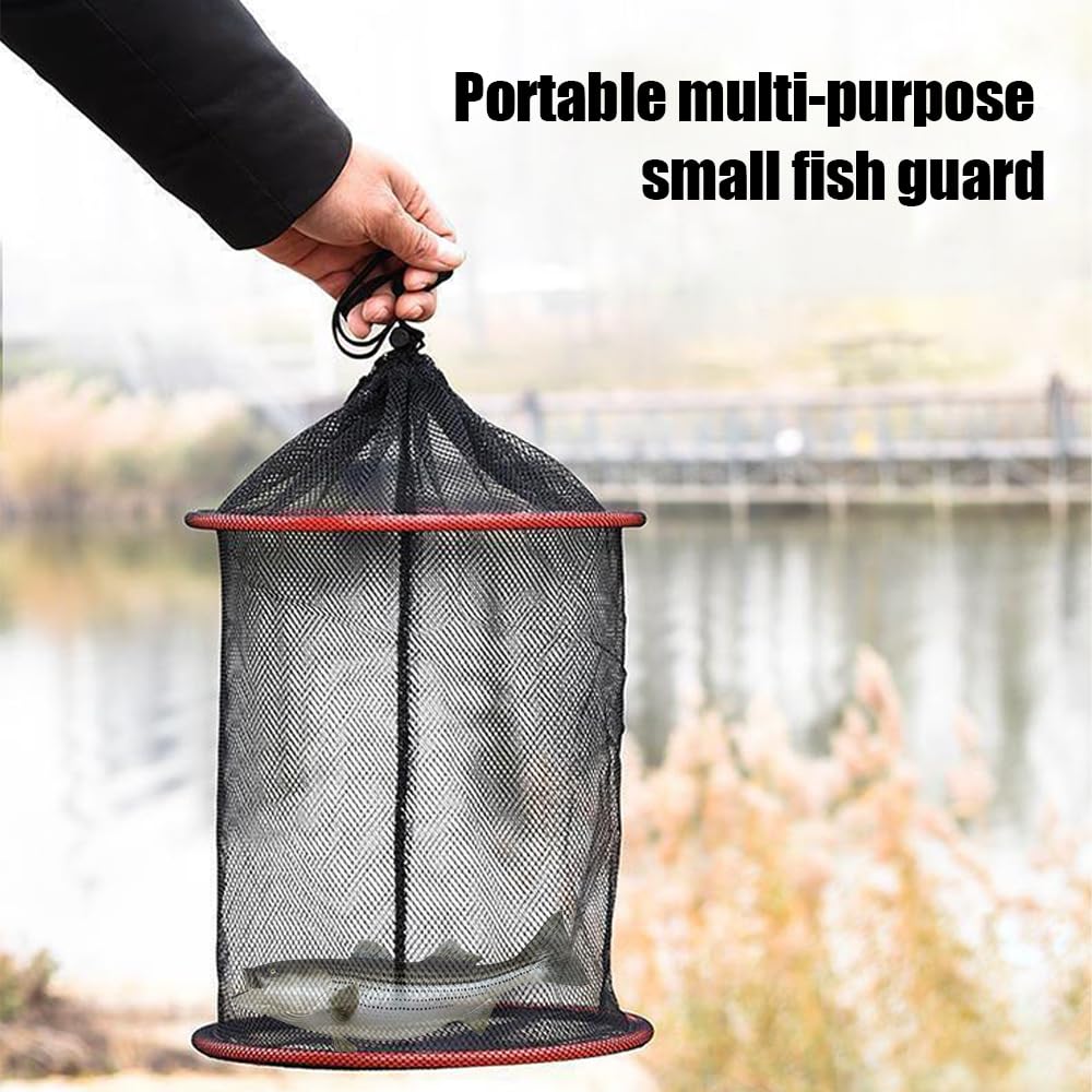 DONGKER Panier a Poissons Flottant,Cage de Rangement Pliable pour Poissons d'eau Douce avec Corde d'attache pour la Pêche en Plein Air