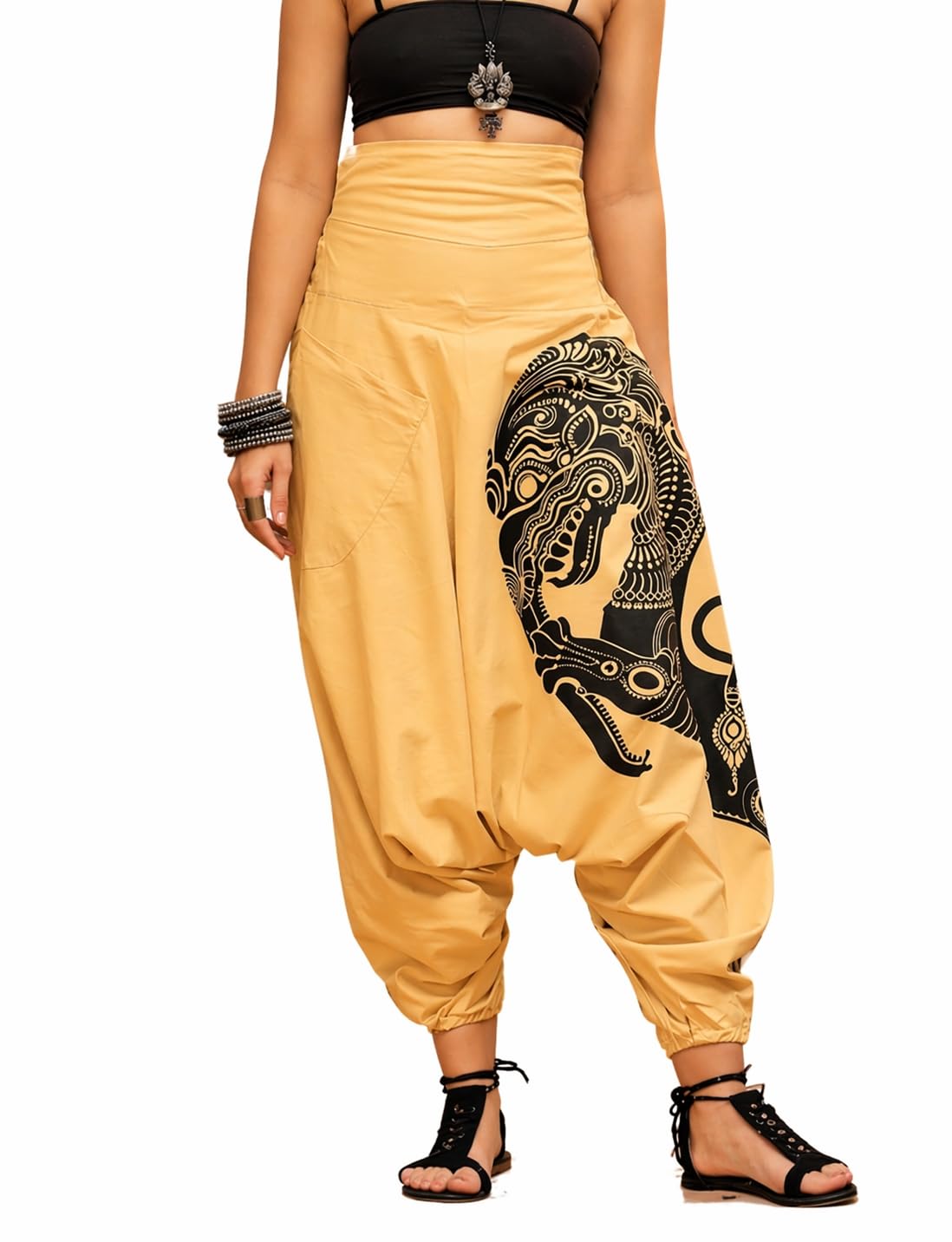 Printed Harem Pants for Women's Cotton Hippie Style Baggy Boho Yoga Pajama Pant with Pocket-image-37