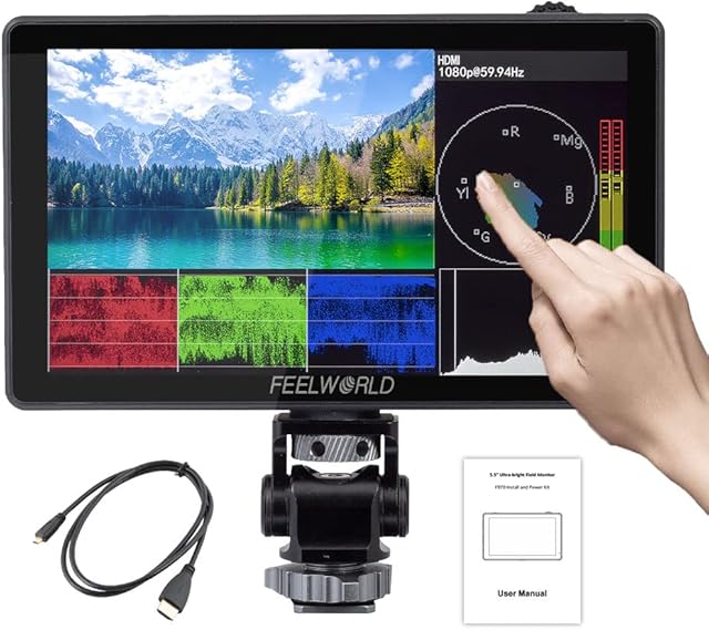 FEELWORLD LUT5 DSLR Camera DSLR Monitor 5.5" 3000nitUltra High Brightness 3DLUT HDR Touch Screen Monitor 1920 x1080 4K HDMI
