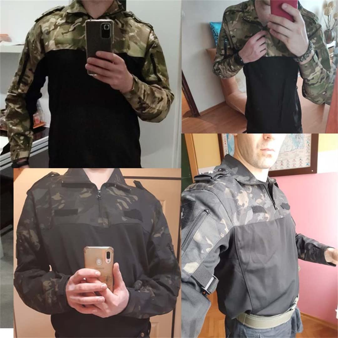 T-Shirt da Uomo tattico Militare Militare Camo1 da Arrampicata T-Shirt da Caccia Sportiva Traspirante (Pitone Nero L)