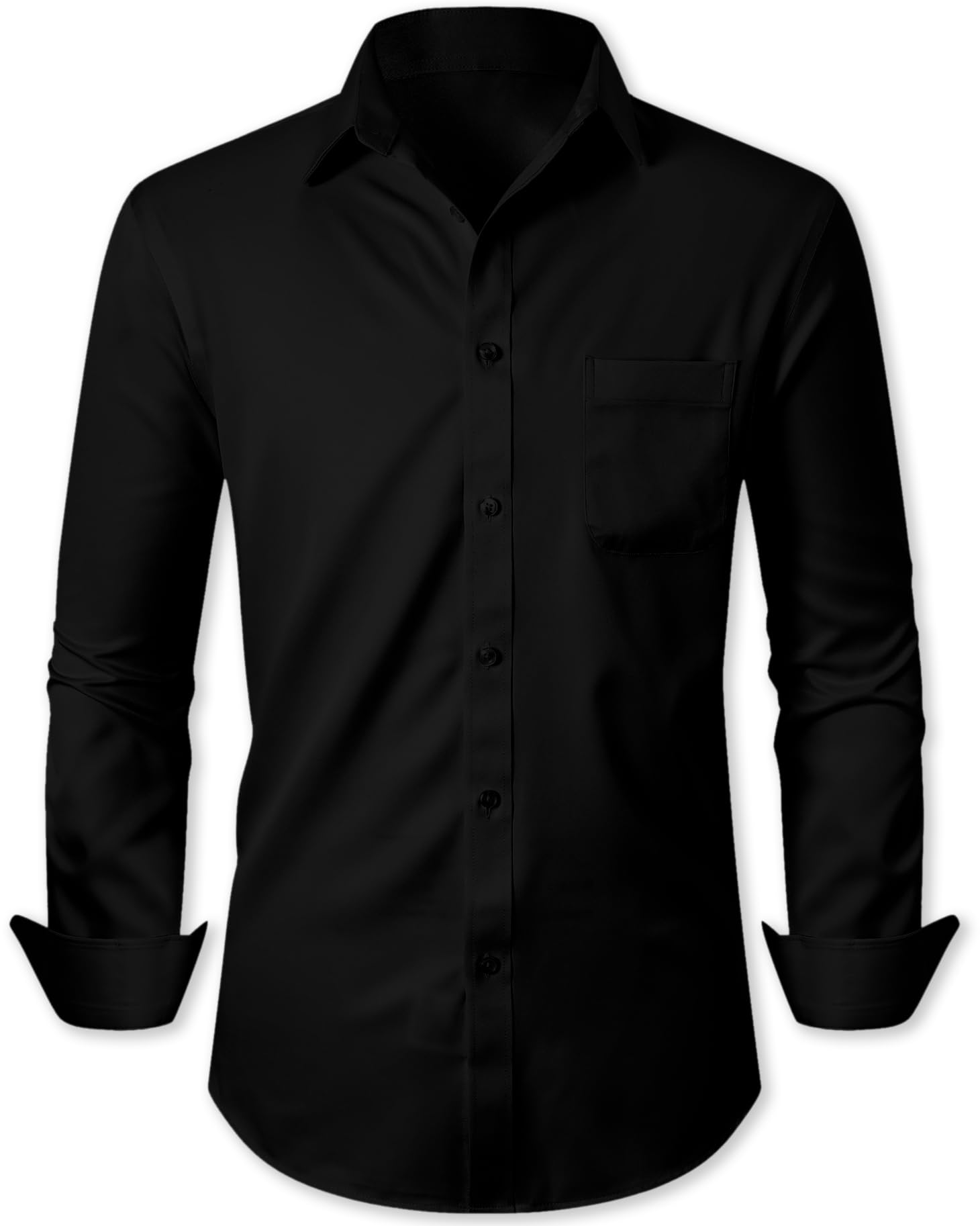 Cromoncent Camicia da uomo a maniche lunghe e cravatta con cravatta e fazzoletto abbinati, Set-nero-A, 3XL
