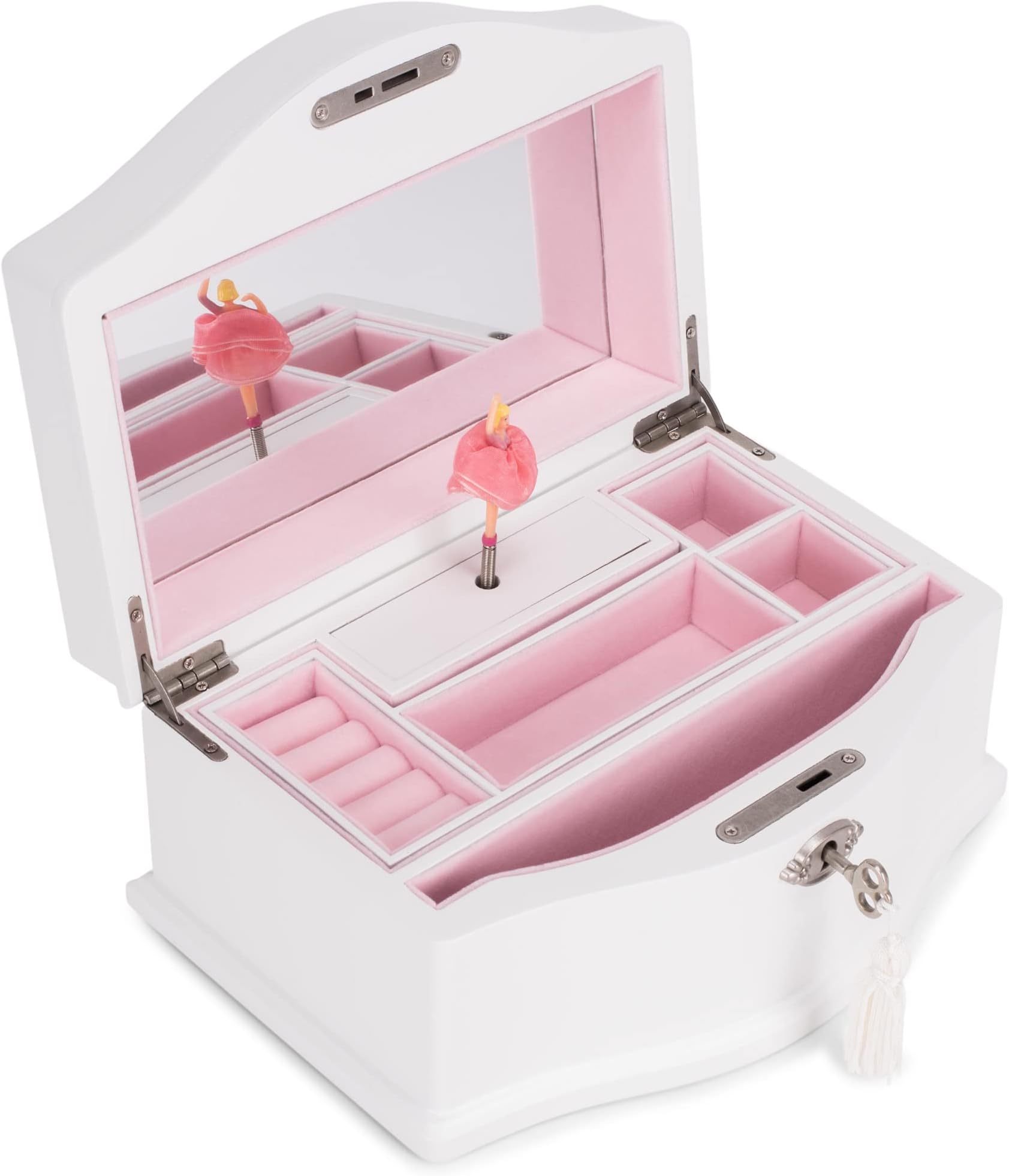 Ballerina 9 inch Wood Musical Jewelry Box Plays Tune Swan Lake