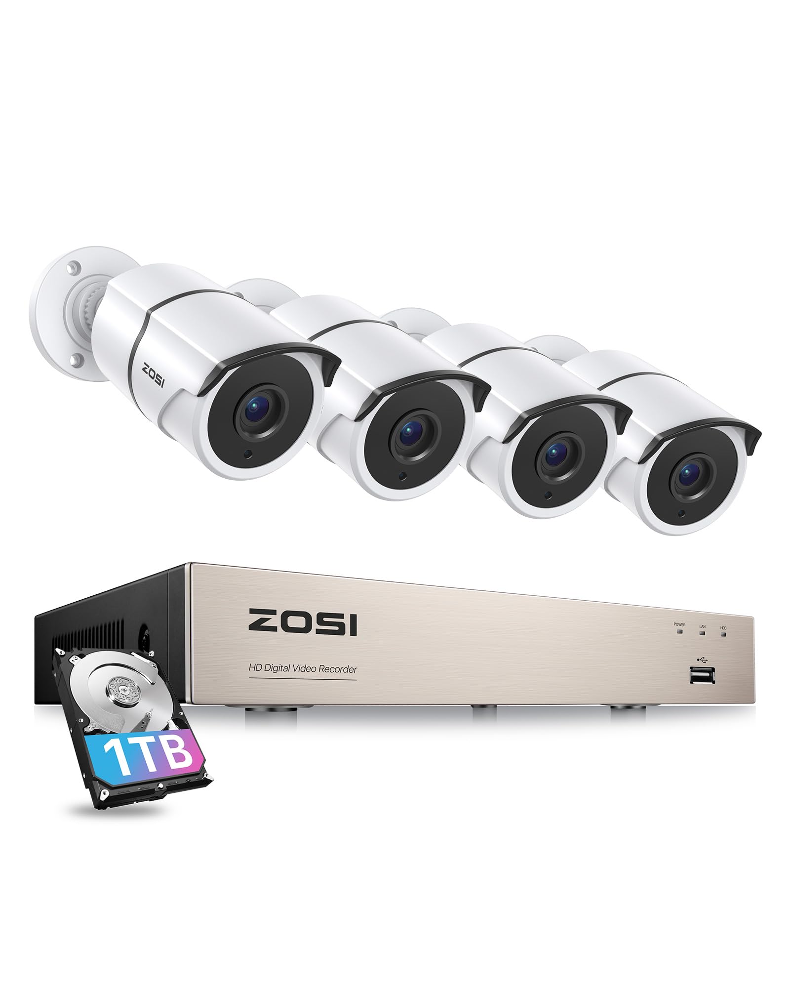Sponsored Ad - ZOSI 8CH 3K Lite Home Security Camera System Outdoor,AI Human/Vehicle Detection,Night Vision,4pcs 1080P Metal Weatherproof Cameras with 1-Way Audio,H.265+ 8Channel DVR with 1TB HDD for 24/7 Recording