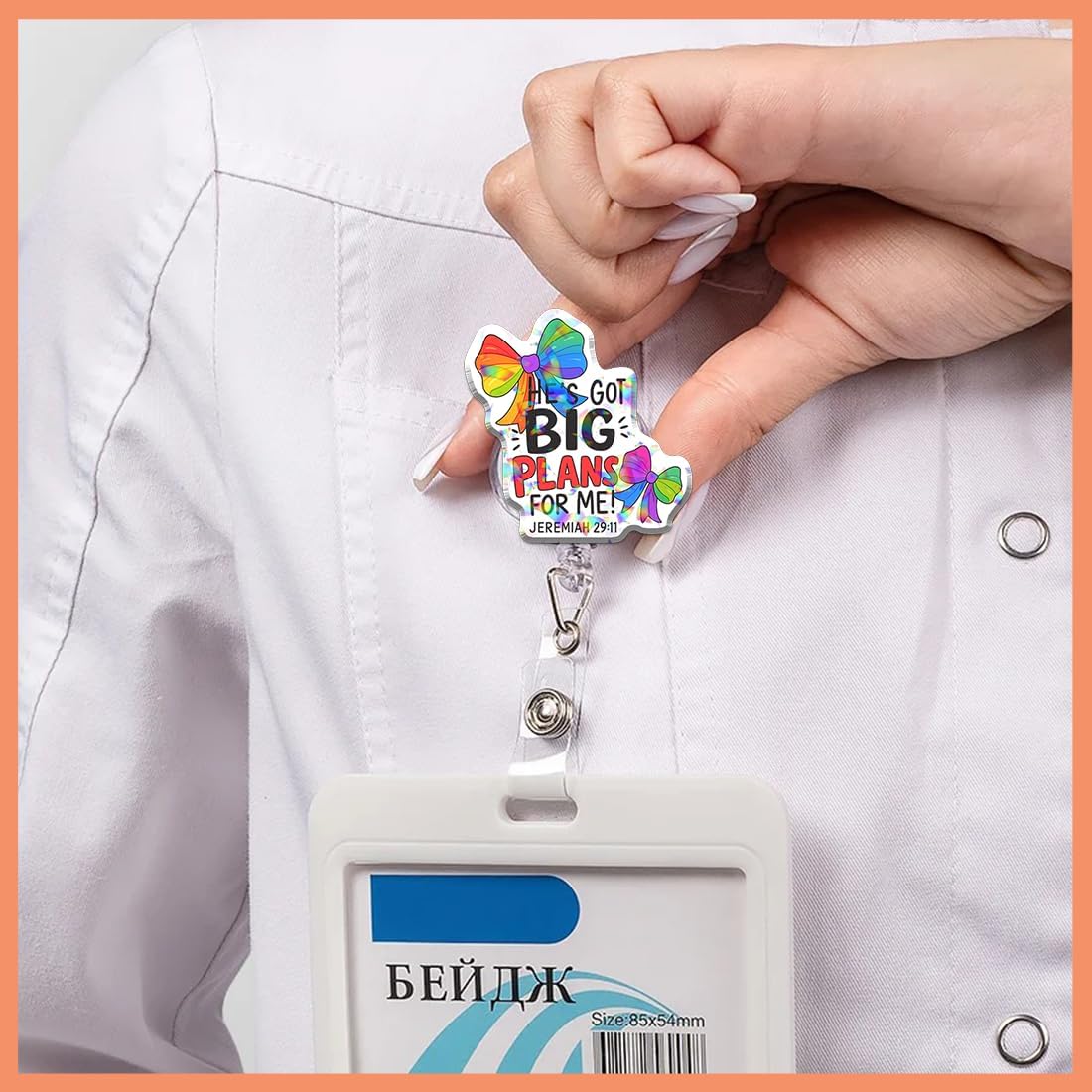 (5Pcs) Jeremiah 29 11 He's Got Big Plans for Me Holographic Christian Badge Reels, Inspirational Retractable ID Holder Clip, Faith Gifts for Nurse Teacher Student Office Worker - Image 4