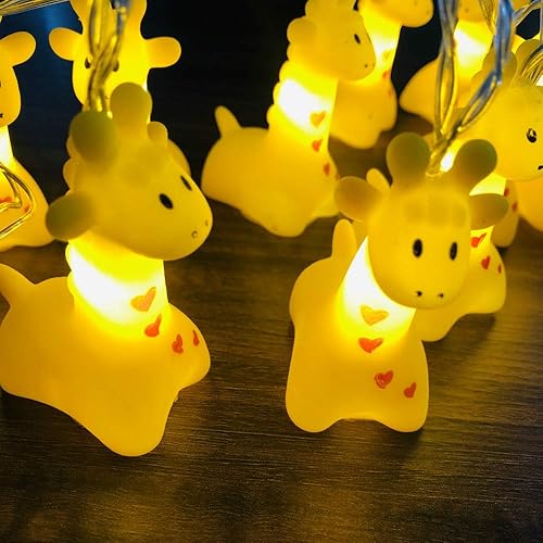 Miniatura 9 de Guirnalda de luces de jirafa a pilas, luces de noche de animales, luces de hadas para dormitorio de niños, decoración de cumpleaños de campamento