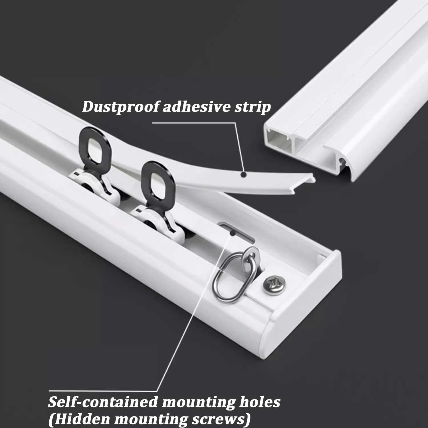 Ultra-Thin Ceiling Curtain Track Set - Heavy-Duty Mount for Curtains & Room Divider, 1.8m (5.9ft) Black - Perfect for Shower Curtains and Home Decor