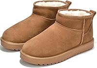 Project Cloud Hippy Genuine Suede Leather Women's Ankle Boots - Water Resistant Memory Foam Winter Booties with Faux Fur Lining