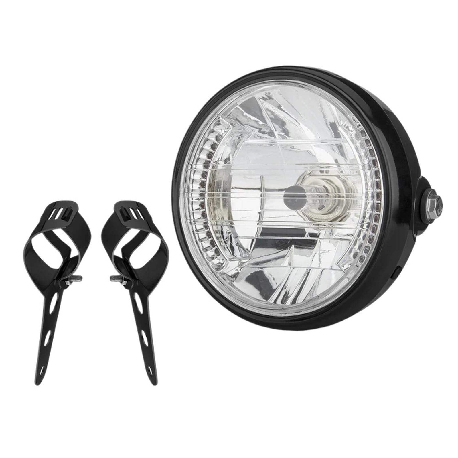 Światło Do Jazdy 7-calowy motocyklowy reflektor halogenowy z kierunkowskazem LED 12V reflektor motocyklowy do Cafe Racer Dirt Bike przednie światła(Lamp and Bracket-B)