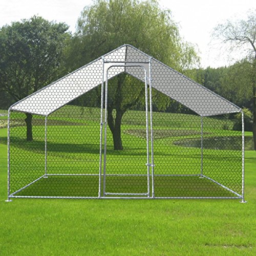 IDMarket – Laufstall, Hühnerstall, 6 m², Drahtgestell, aus verzinktem Stahl, 3 x 2 m – Bild 4