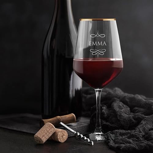 Miniatura 2 de Maverton Copa de vino con borde dorado para mujer, copa de 18 onzas para amantes del vino, cristalería personalizada para ella, vidrio con borde