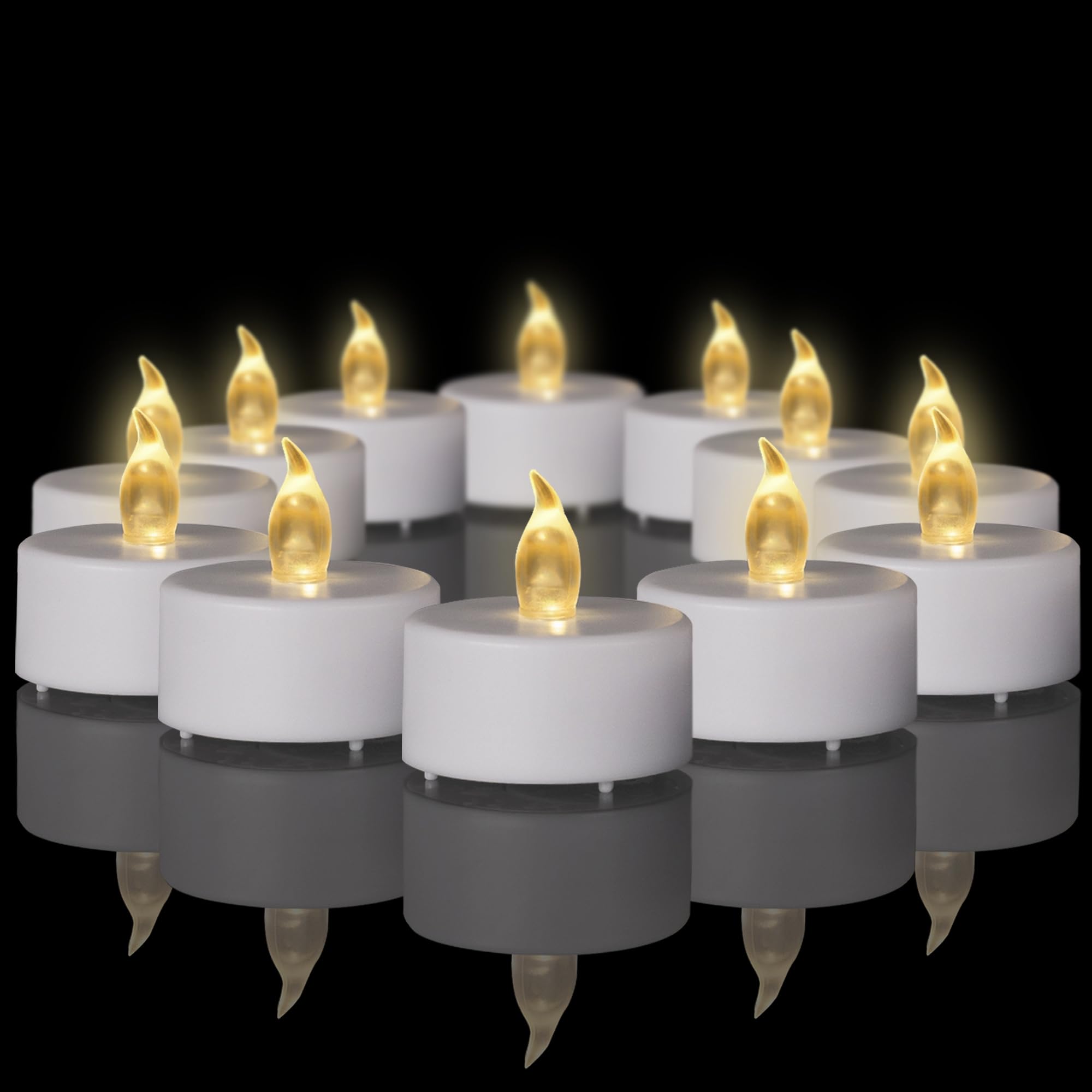 12 Stück Led Teelichter Kerzen mit Timer, Elektrische Flackernde Flammenlose Batteriebetrieben Kerzenlampe Warmes Gelb,6h ein/18h aus,Hochzeiten,Partys,Festival,Wohndekoration,Keine Fernbedienung