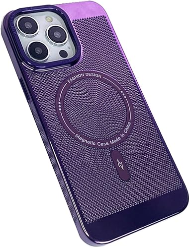 Funda magnética de disipación de calor para iPhone 14 Pro Max compatible con Magsafe delgada y dura carga inalámbrica galvanizada (para iPhone 14