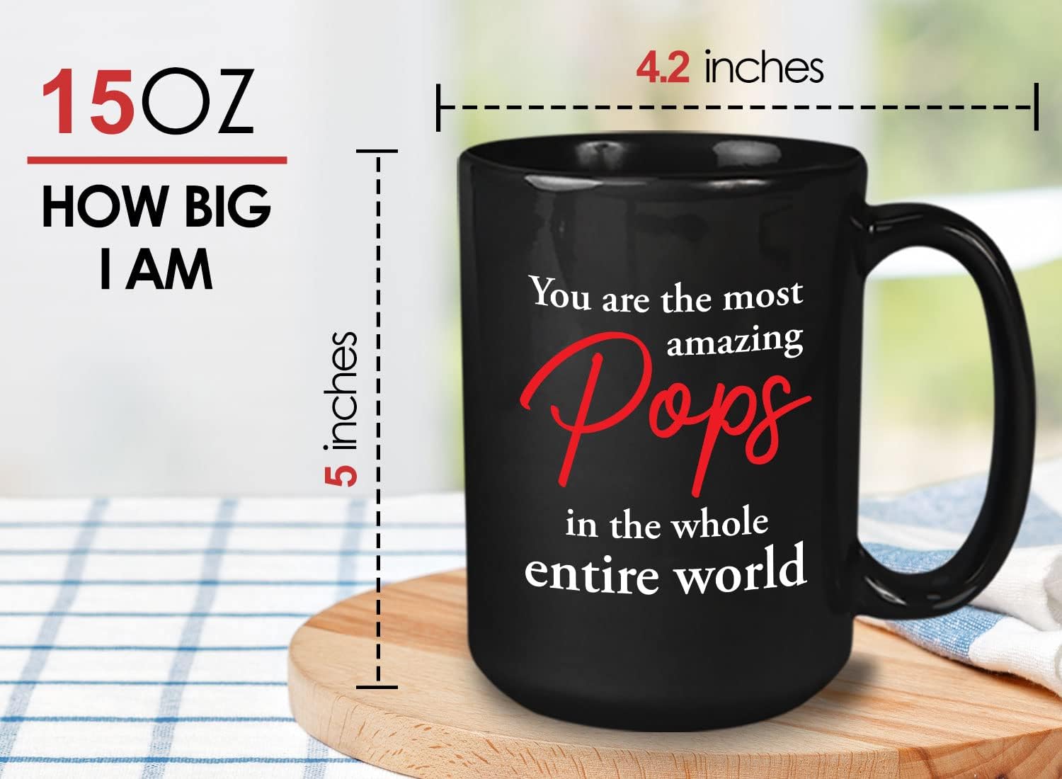 Bubble Hugs Most Amazing Pops Mug 15oz Black - Best Grandpa Coffee Mug, Funny Grandfather Mug - Grandpa Birthday Dad Family Grandchild