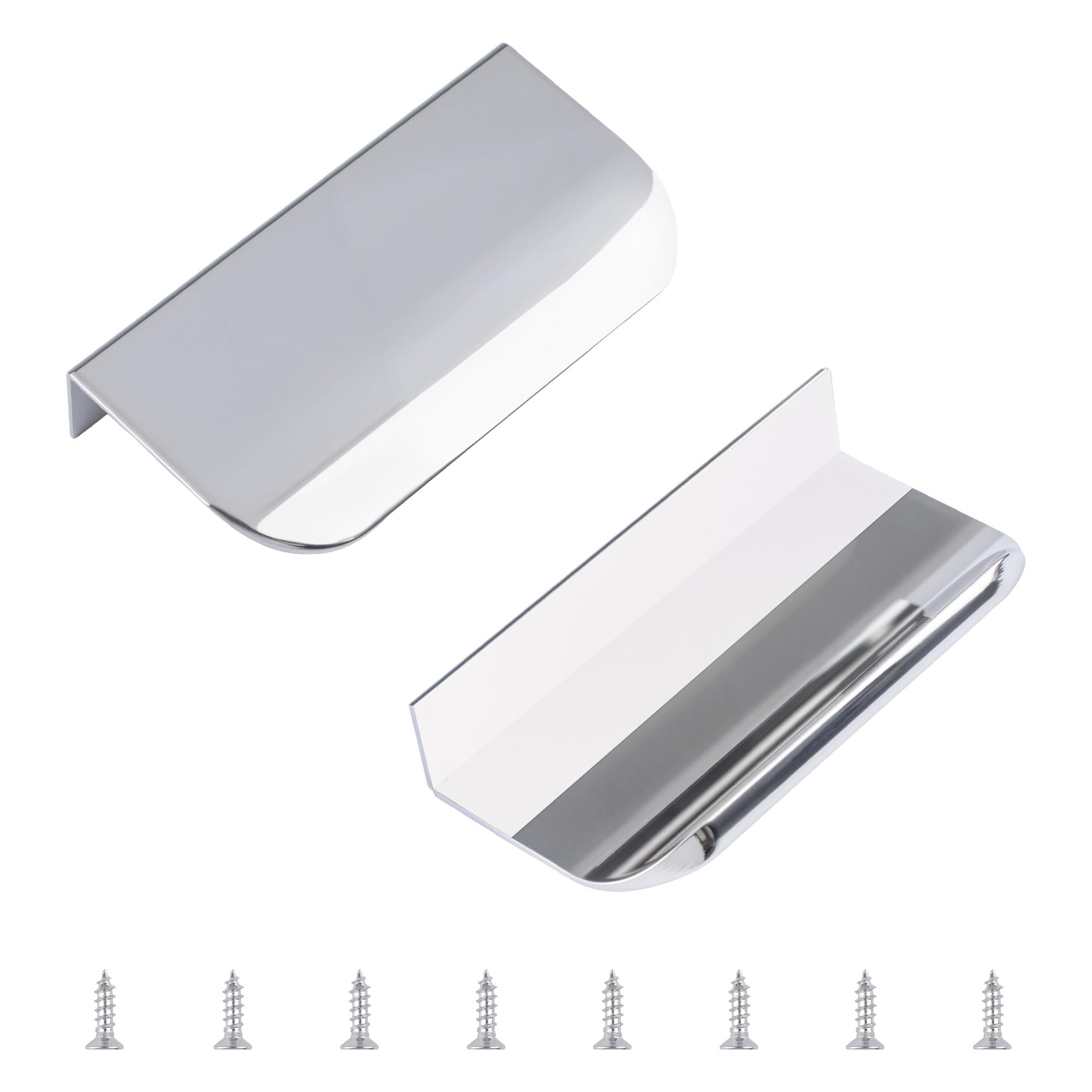 MOROBOR Finger Edge Pull, 2pcs Concealed Handle Aluminum Alloy Invisible Handle 80mm Bright Chrome Furniture Handles Self-Stick Instant Cabinet Drawer Pulls — image 1