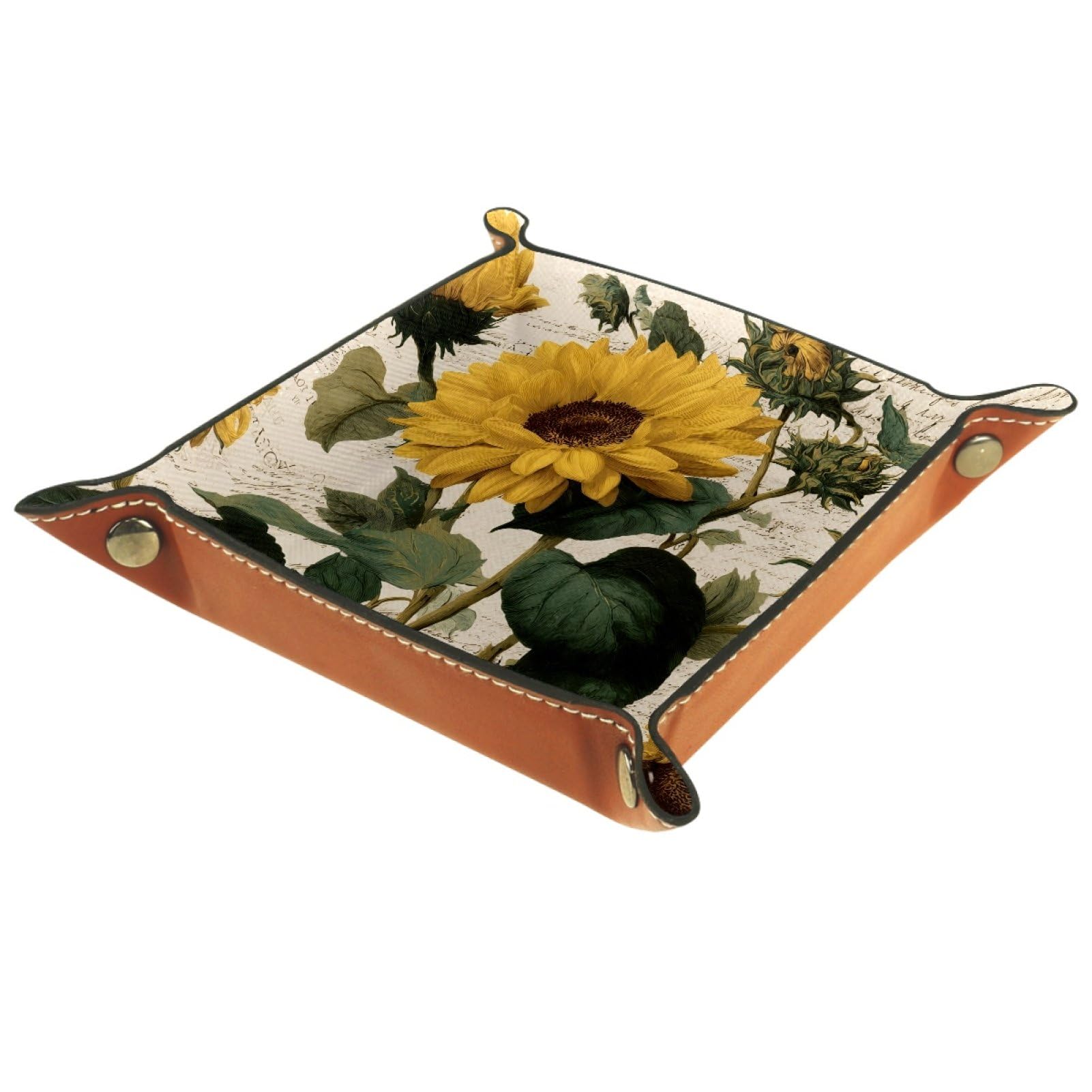 VAPOKF Farmhouse Sunflowers Portable Folding Dice Rolling Tray, Microfiber Leather Dice Holder for Dice Games Like RPG, DND and Other Table Games