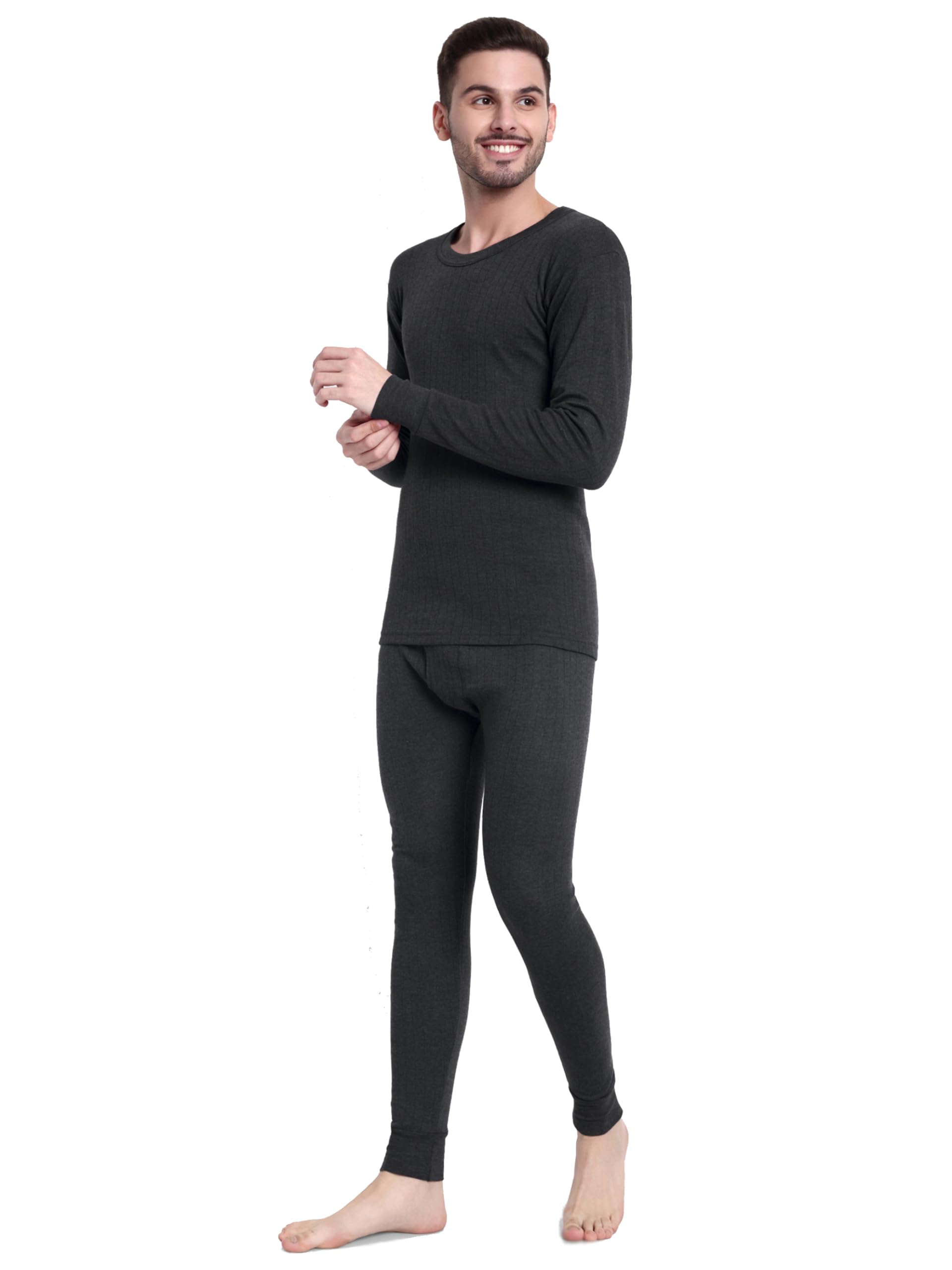 inner element Men's Thermal Set of Round Neck Top + Pant, Premium Streachable Winter Innerwear-picture-36