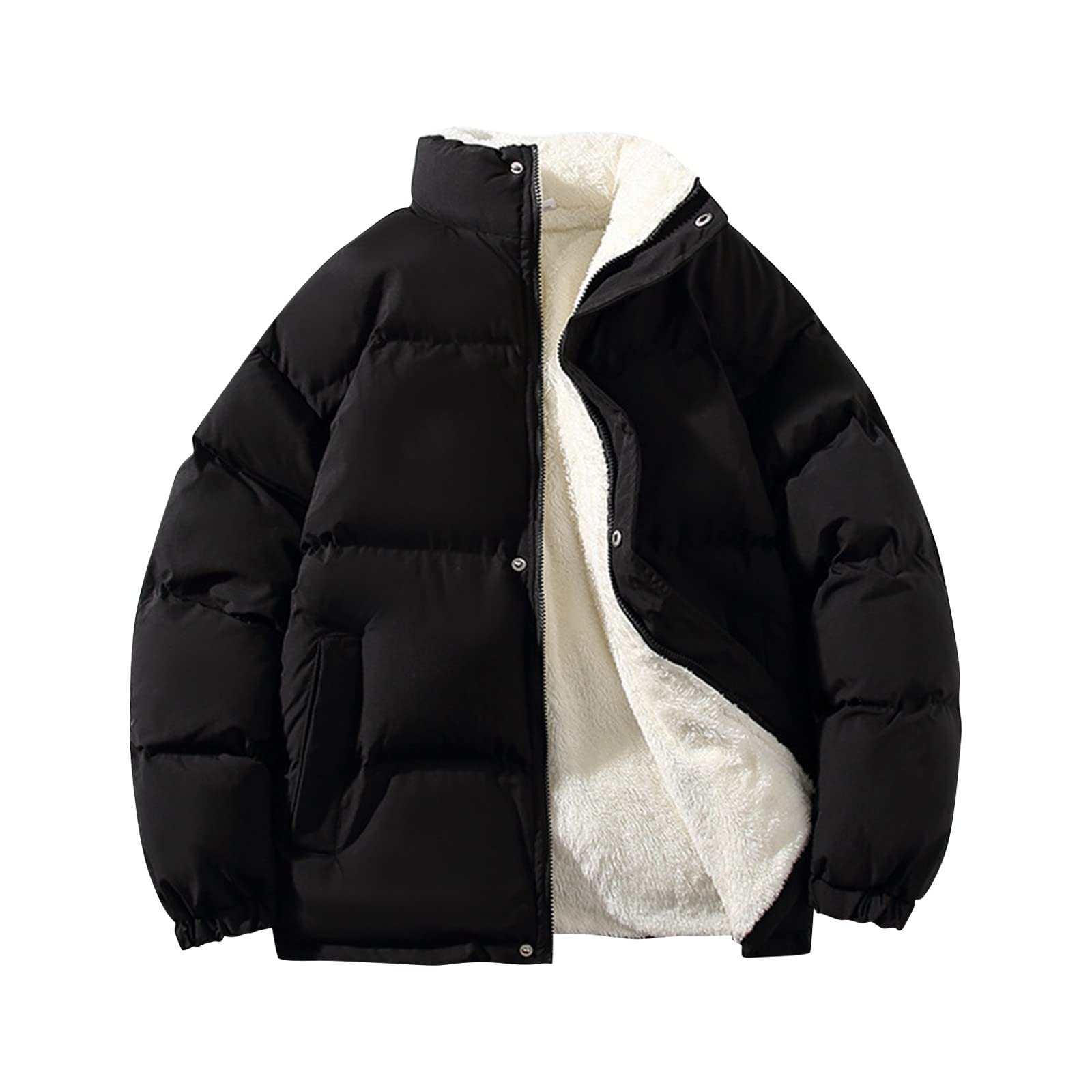 HUTJDHAMen's Hooded Winter Jackets Warm Thicken Jacket Hooded Insulated Puffer Jackets Cotton Water Resistant Coat