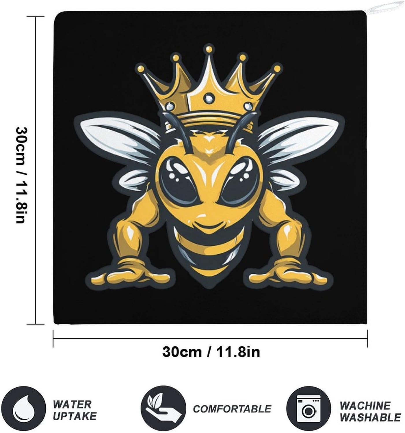 Funny Strong Bees Microfiber Hand Towels for Bathroom Soft Absorbent Bath Kitchen Towel with Hanging Loop 4PCS