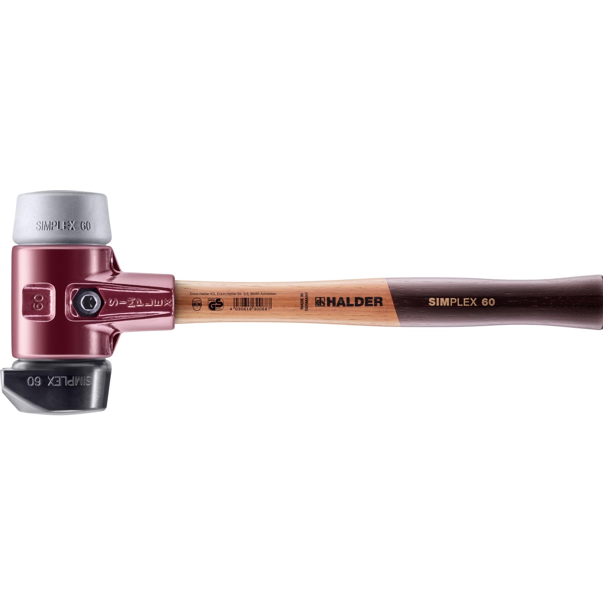 Simplex 3.4 lb Soft-Face Mallet, Black Composite Rubber"Stand-Up" & Grey Rubber Face