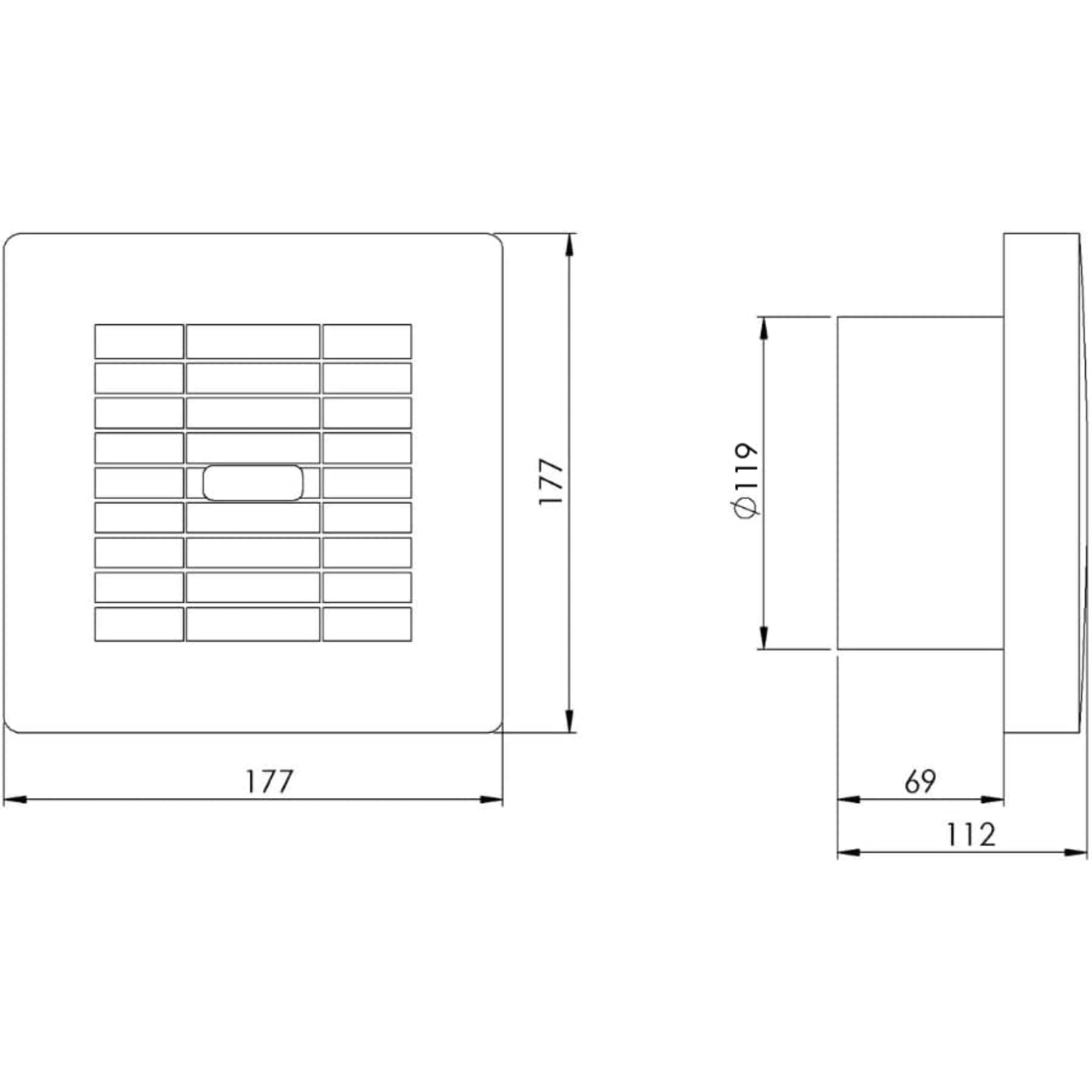 Badkamerventilator met automatische jaloezie, diameter 100 mm, ventilator met lamellen, witte ventilator voor efficiënte ventilatie in de badkamer, keuken, toilet, wand- en plafondventilator