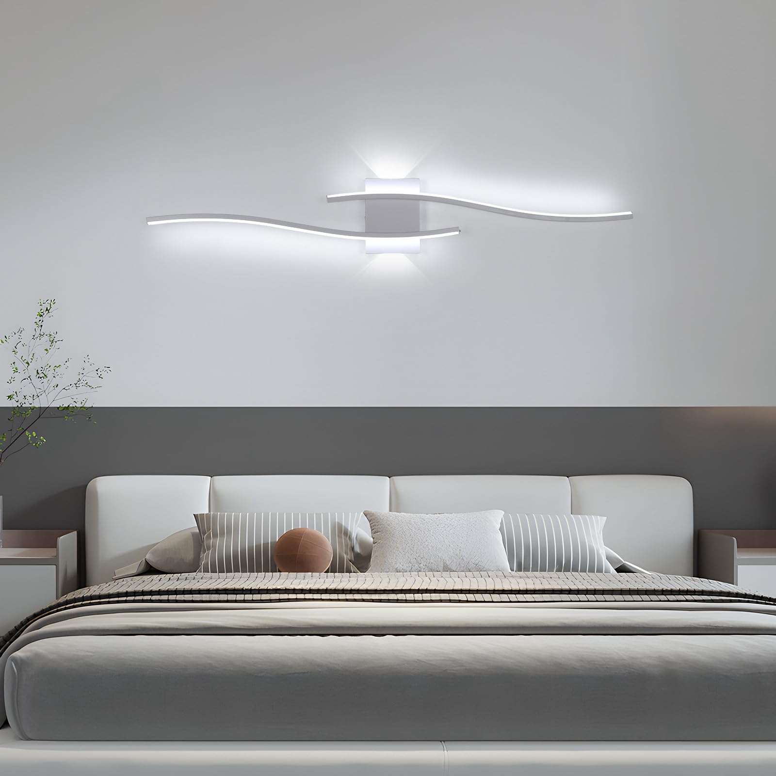 DELIPOP Applique LED da Parete Interno, 27W Lunga Lampada da Parete Moderna, Bianco Freddo 6500K Lampada a Muro Interni per Soggiorno Camera da Letto Bagno Scale Corridoio Cucina
