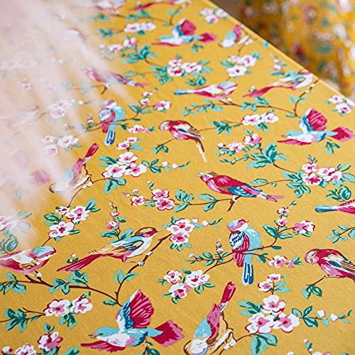 Nappe à pompons 140x300 fleur oiseau pour table de restaurant et buffet ethnique