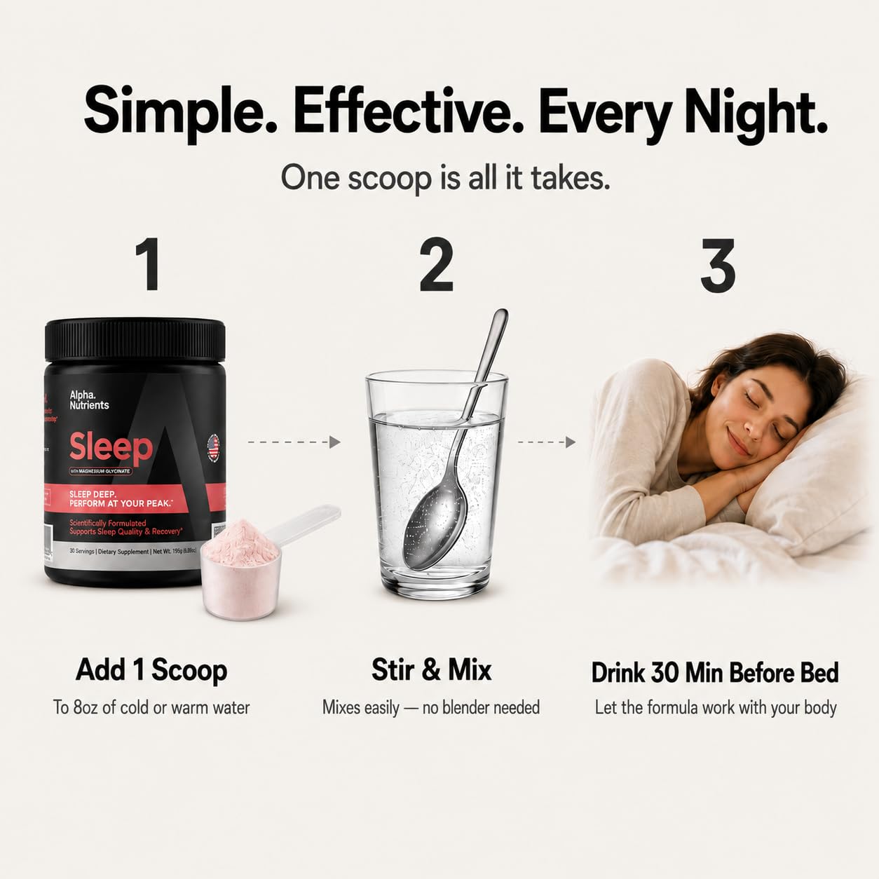 Sleep Powder, Magnesium Glycinate, Glycine Powder for Sleep, L-Theanine and Inositol, Melatonin-Free Supplement for Adults, Natural Watermelon, 30 Servings — Amazon image 4