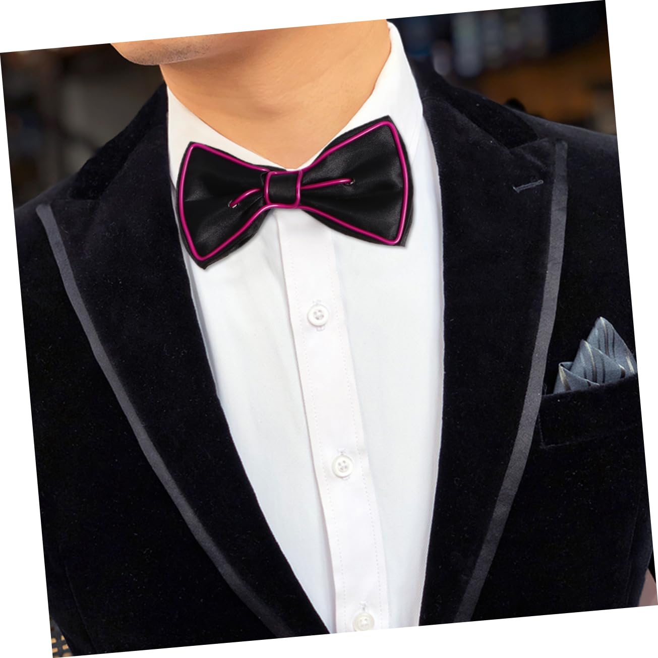 CONGARTENO Purple Flashing LED Bow Tie Luminous Party Decoration for Performances Dress Up Fun Accessory for Festivals Special Moments Battery Not Included