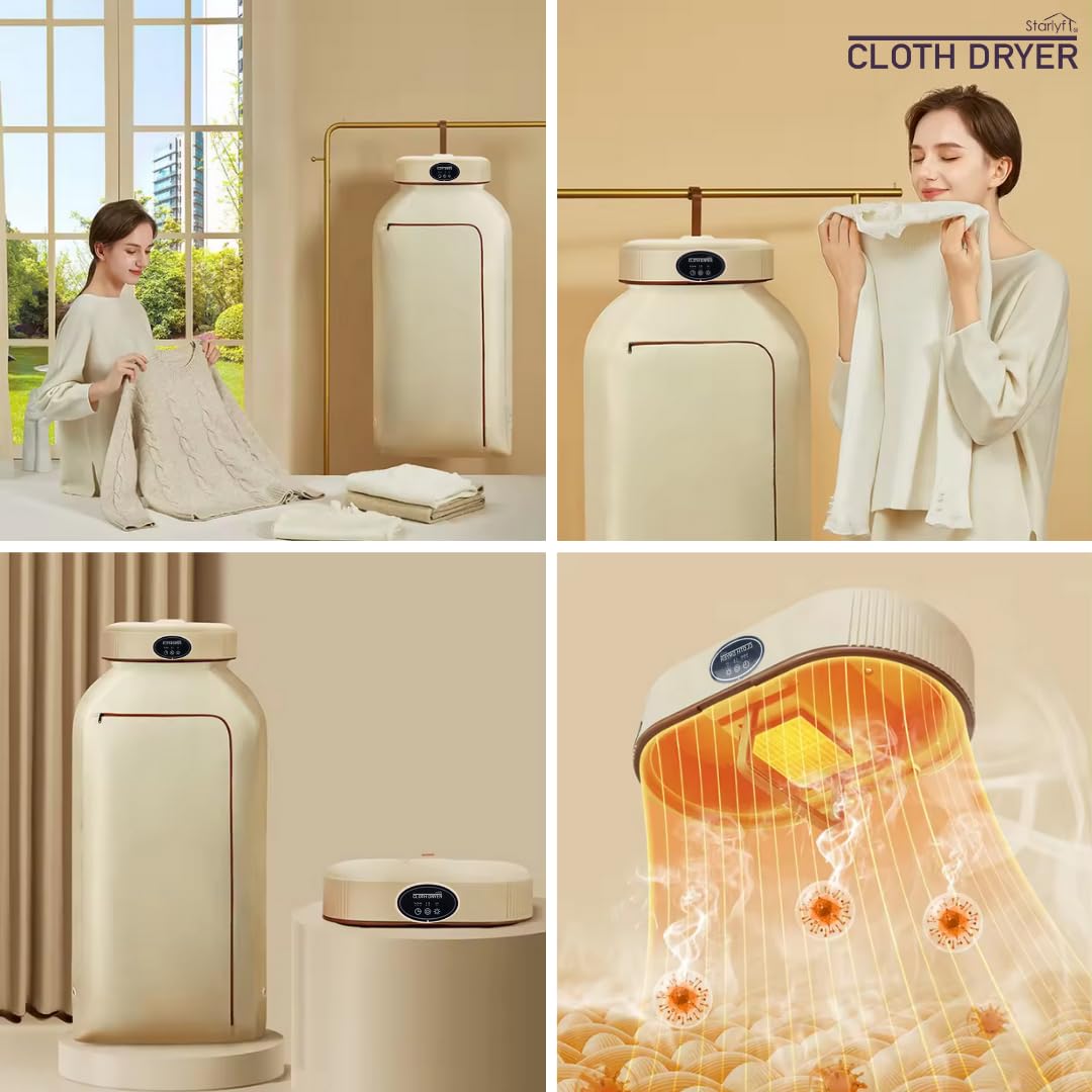 Cloth Dryer – Secadora Eléctrica Portátil para Ropa, Aire Caliente 360°, Secado Rápido y Eficiente, Limpia y Desinfecta, Ideal para Pisos, Apartamentos y Viajes