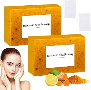 Jabon de Curcuma para Las Manchas, Crema para Manchas Oscuras en La Cara, Jabón para La Cara, Jabón de Cúrcuma Con Vitamina C para Cara y Cuerpo, Piel Hidratante de Piel Sensible Soap, 100g