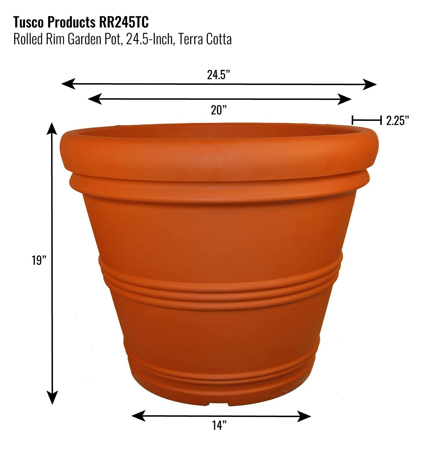 Tusco Products Sadzarka ogrodowa, polietylen (PE), Terra Cotta, 62,2 cm