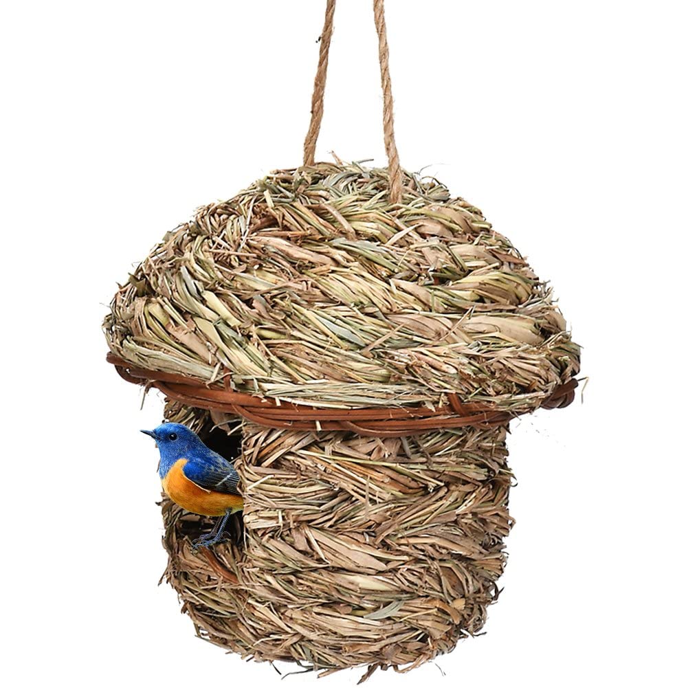 Casiler Style3 Straw Bird Nest Parrot Hatching Breeding Grass Cave Garden Grass Birds House Humming Bird Nest For Lawn Home