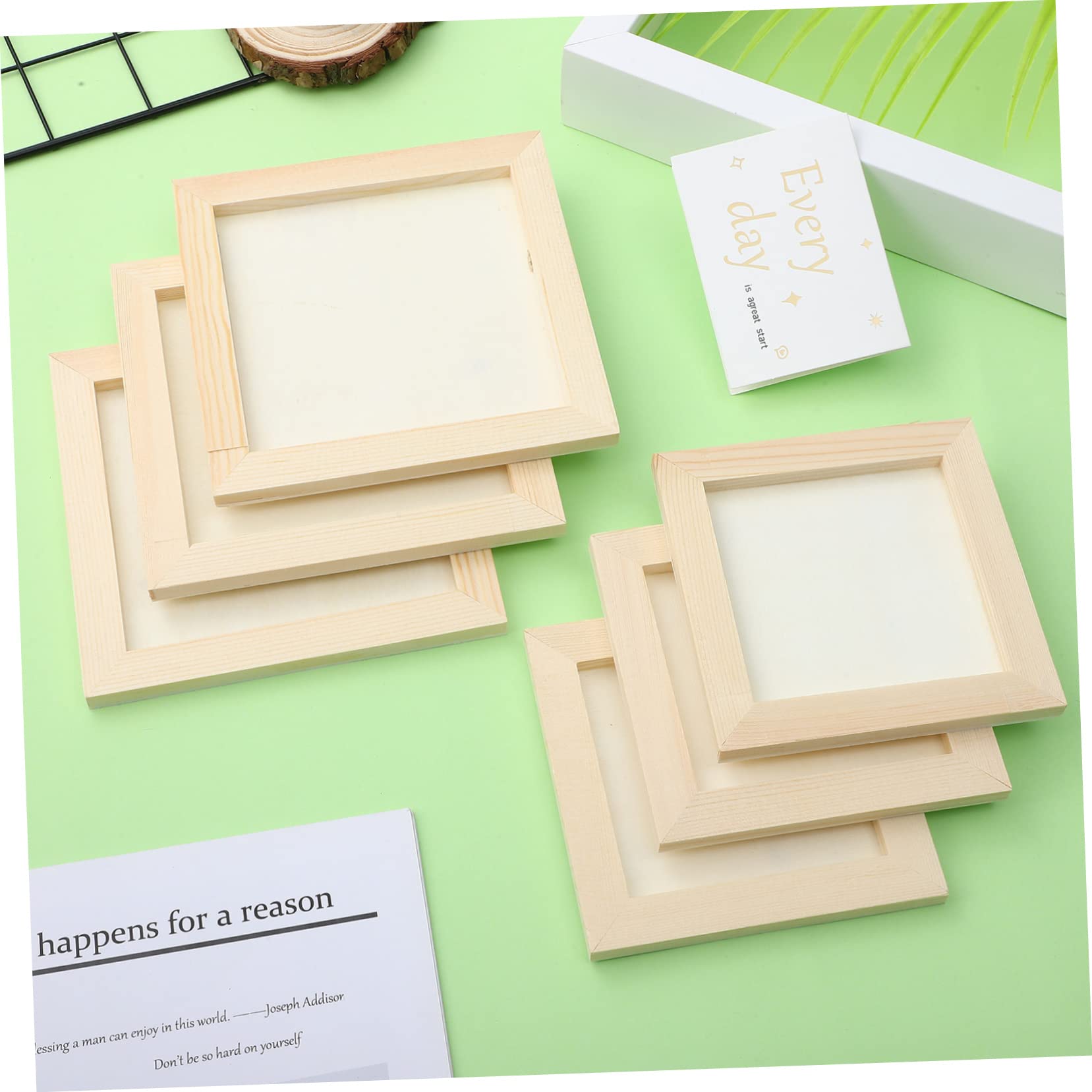 VICASKY Square Oak Picture Frames 8-piece Clay Set Wooden Craft Frames for Boys and Girls Diy Art Projects