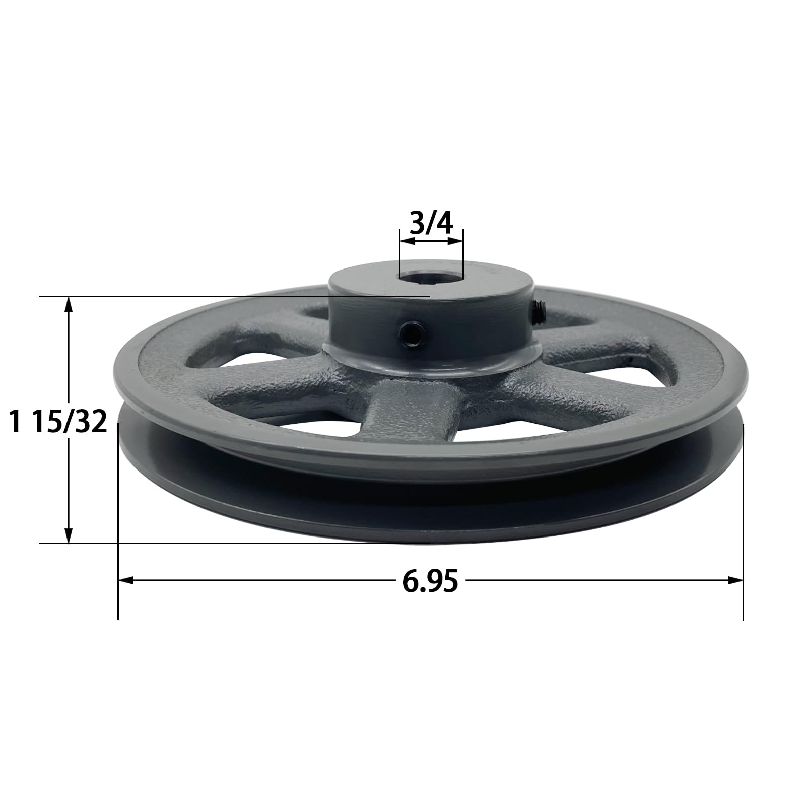 AK71-3/4, AK71X3/4 V Polea de correa, diámetro exterior de 7 pulgadas, diámetro de 3/4 pulgadas, material de hierro fundido, polea de motor AK de una sola ranura para correas "4L" o "A" o "3L"