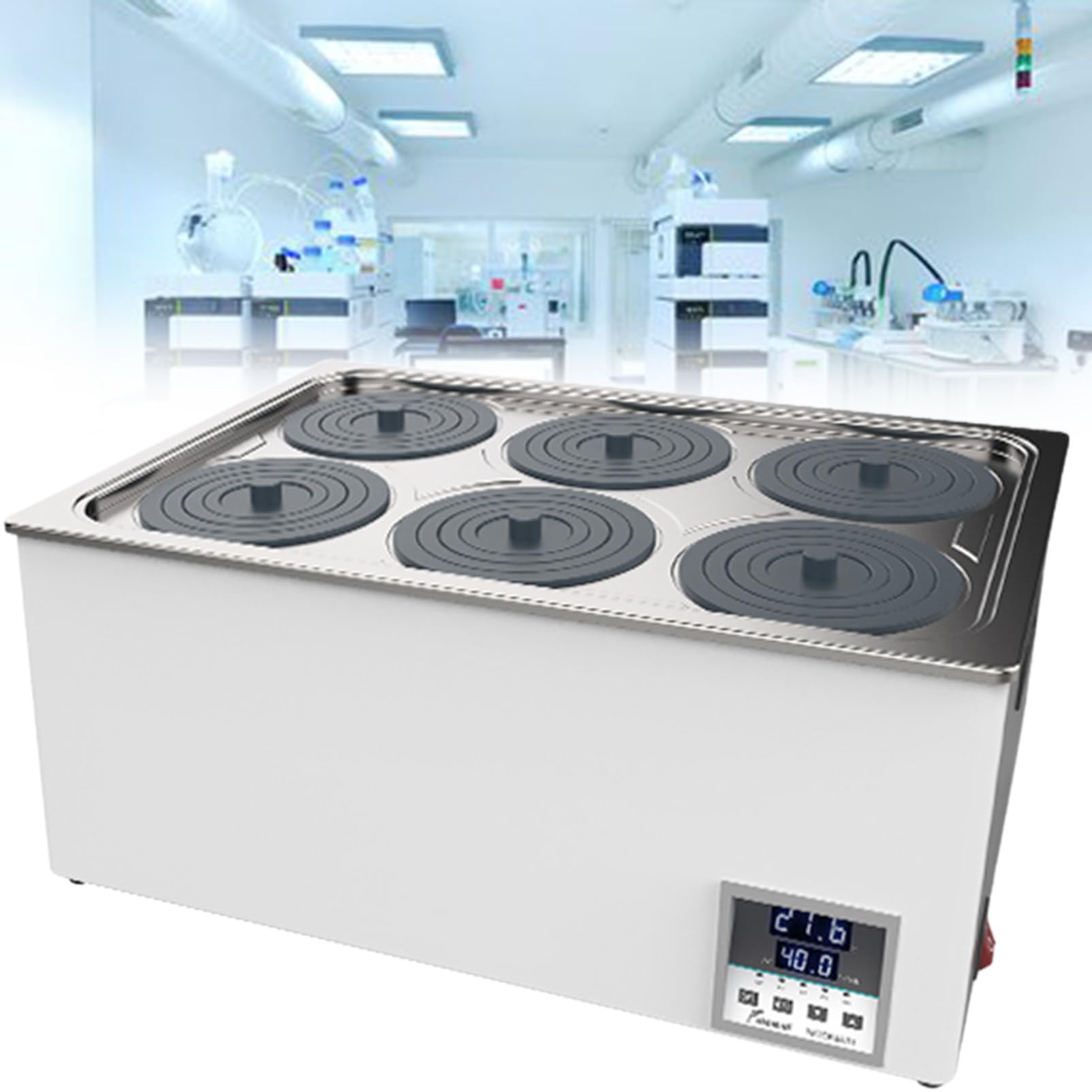 Sprzęt laboratoryjny Łaźnia wodna laboratoryjna, stała temperatura, cyfrowy wyświetlacz, sprzęt laboratoryjny, termostat, zbiornik,6Hole
