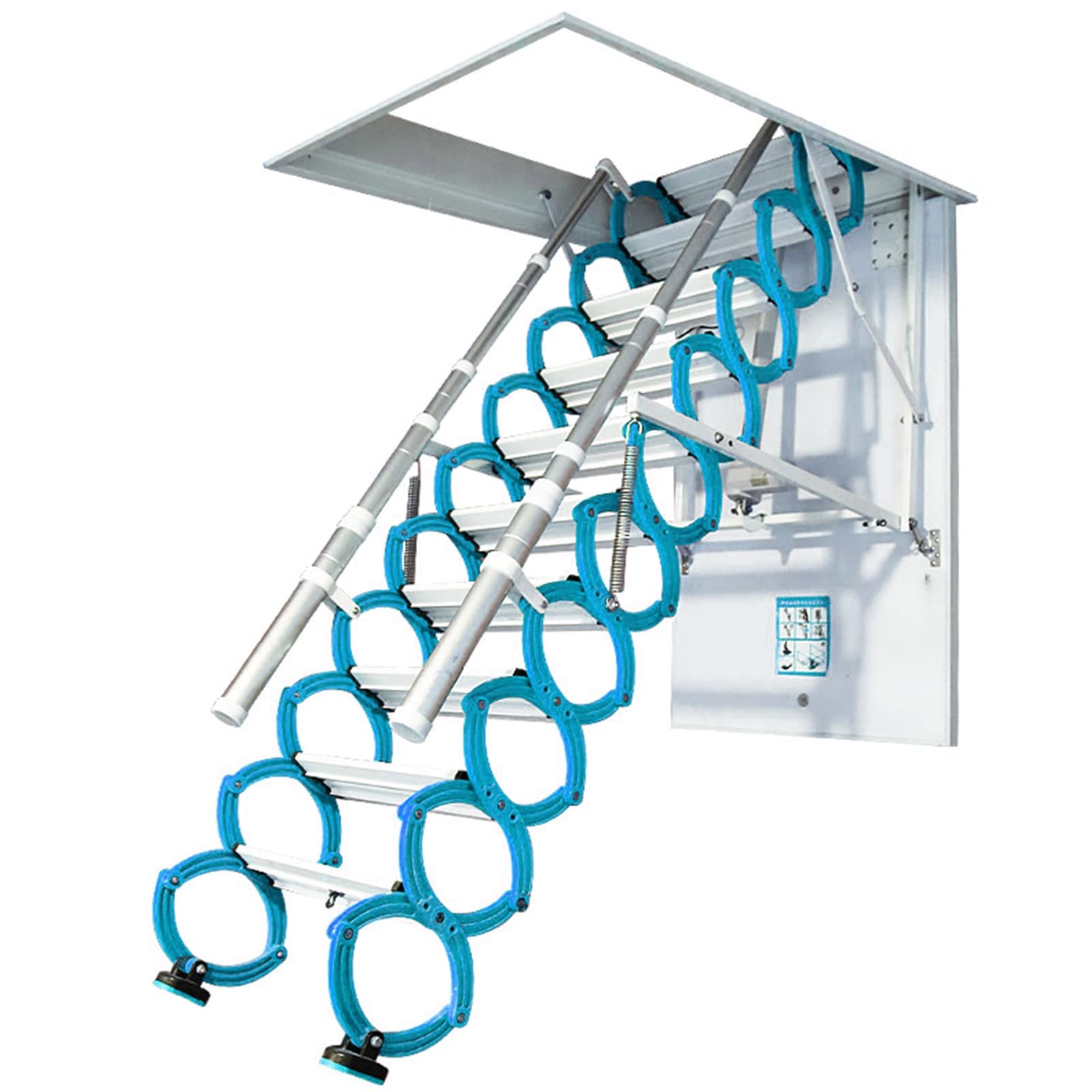 Buy Attic Ladder with Hatch Telescoping AlMg Alloy Fold Loft Stairs