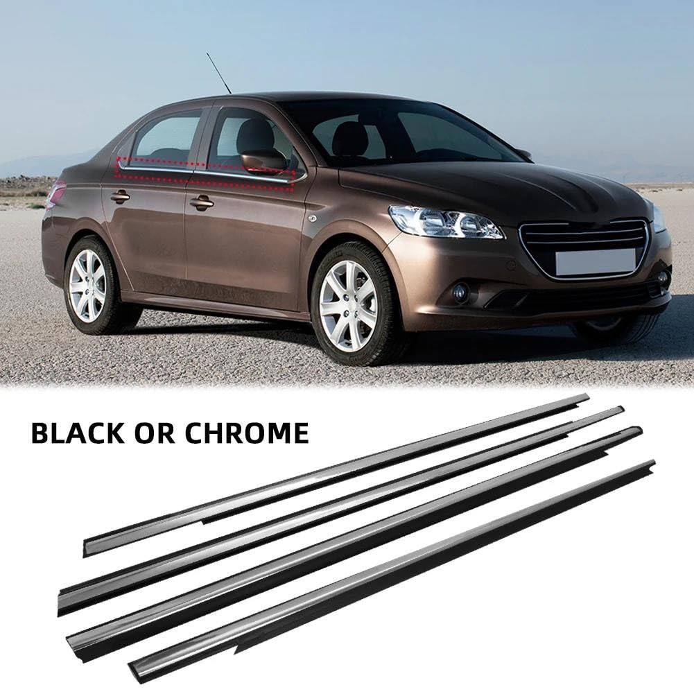 Burlete para Ventana de Coche Citroen Elysee 2014-2016 - Tiras Sellado para Puertas, Goma Impermeable, Protección contra El Ruido - Cromo