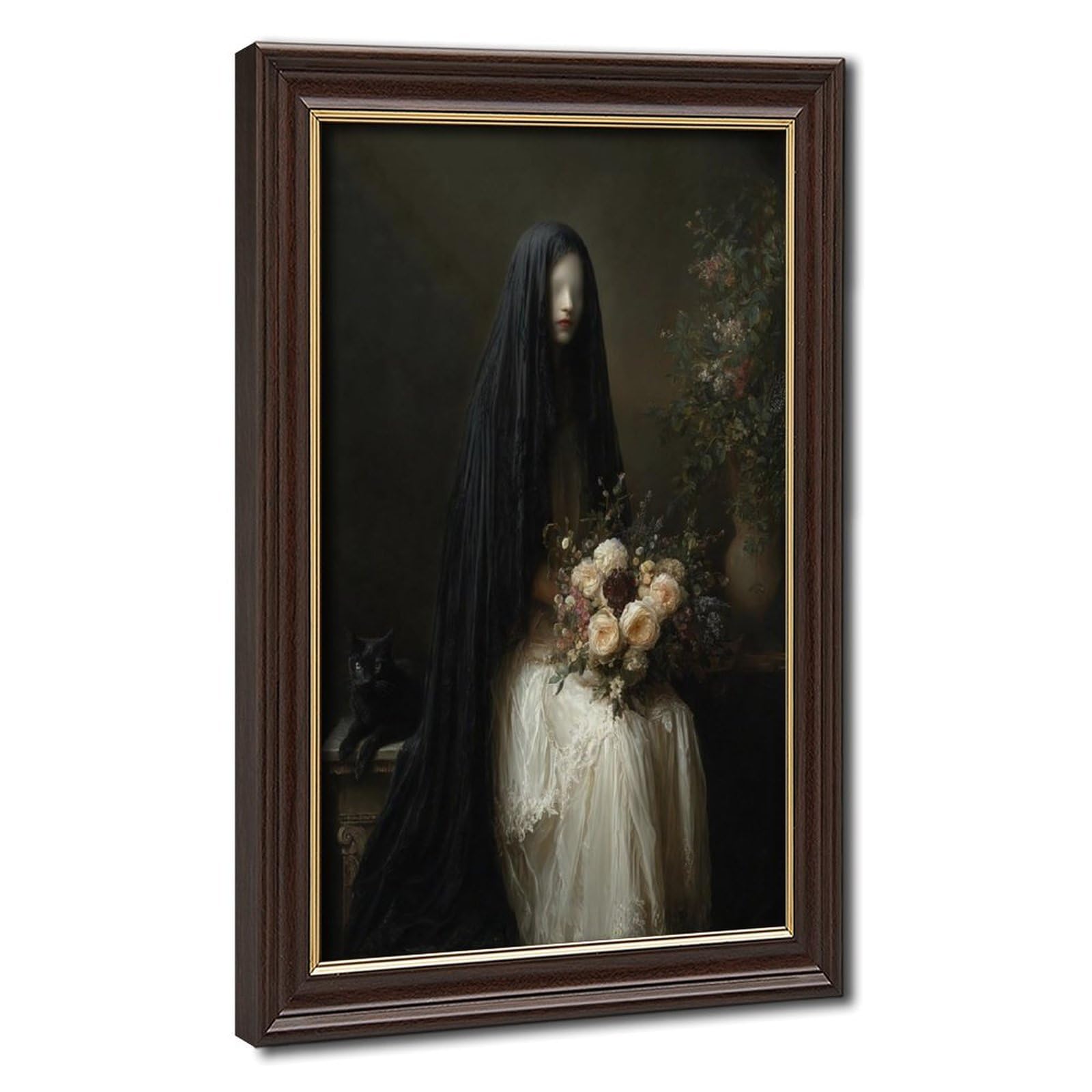 Bareronor Turquoise Gothic Mourning Portrait Canvas Poster Bedroom Decor Landscape Office Room Decor Gift 24" L X 36" W