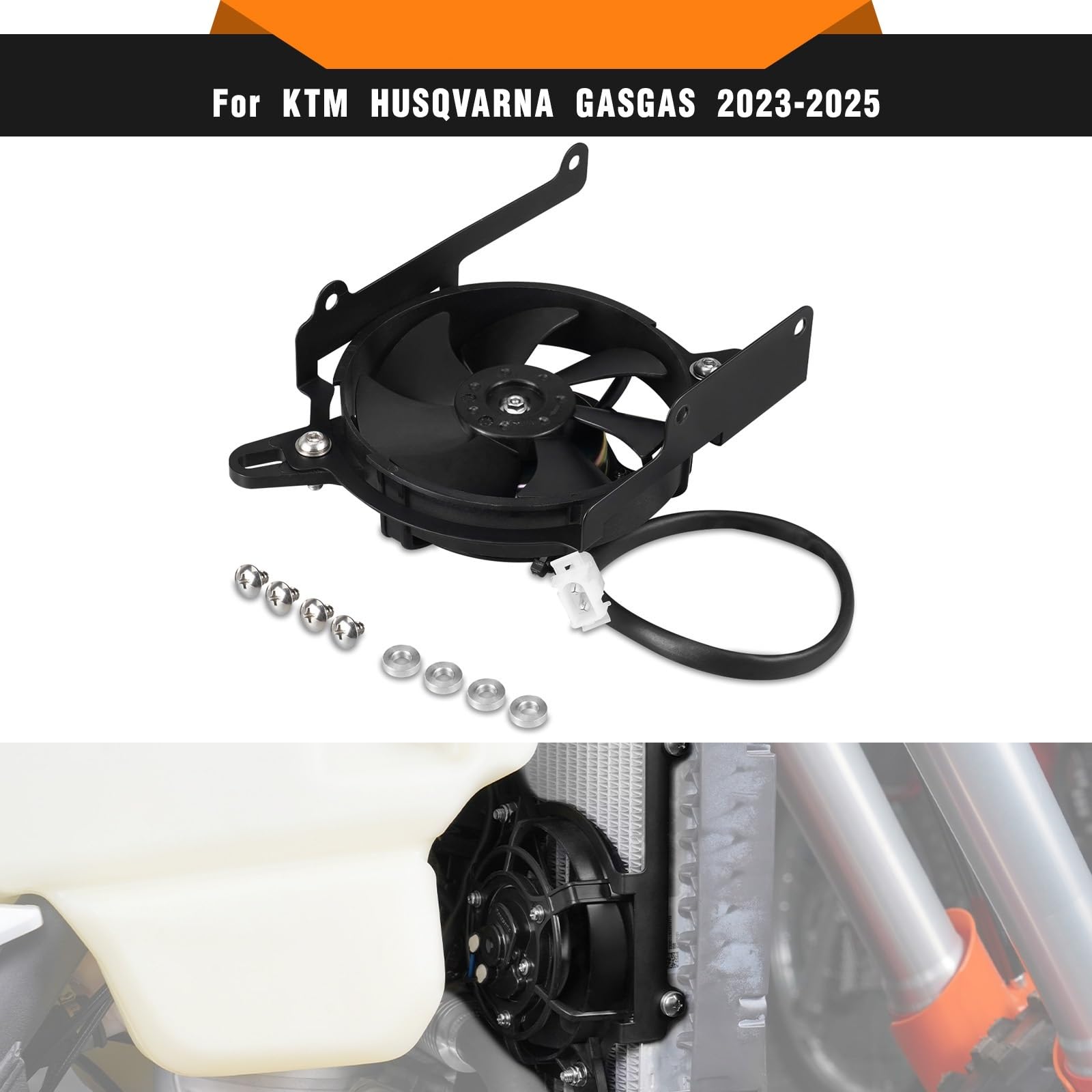Einbausatz Lüfter Passend für TBI EXC 300 EXCF 350 SX 250 SXF 450 2024 2025 Elektrischer Kühlerlüftersatz für TE300 EC300 Lüftersteuergerät(Dark Grey)