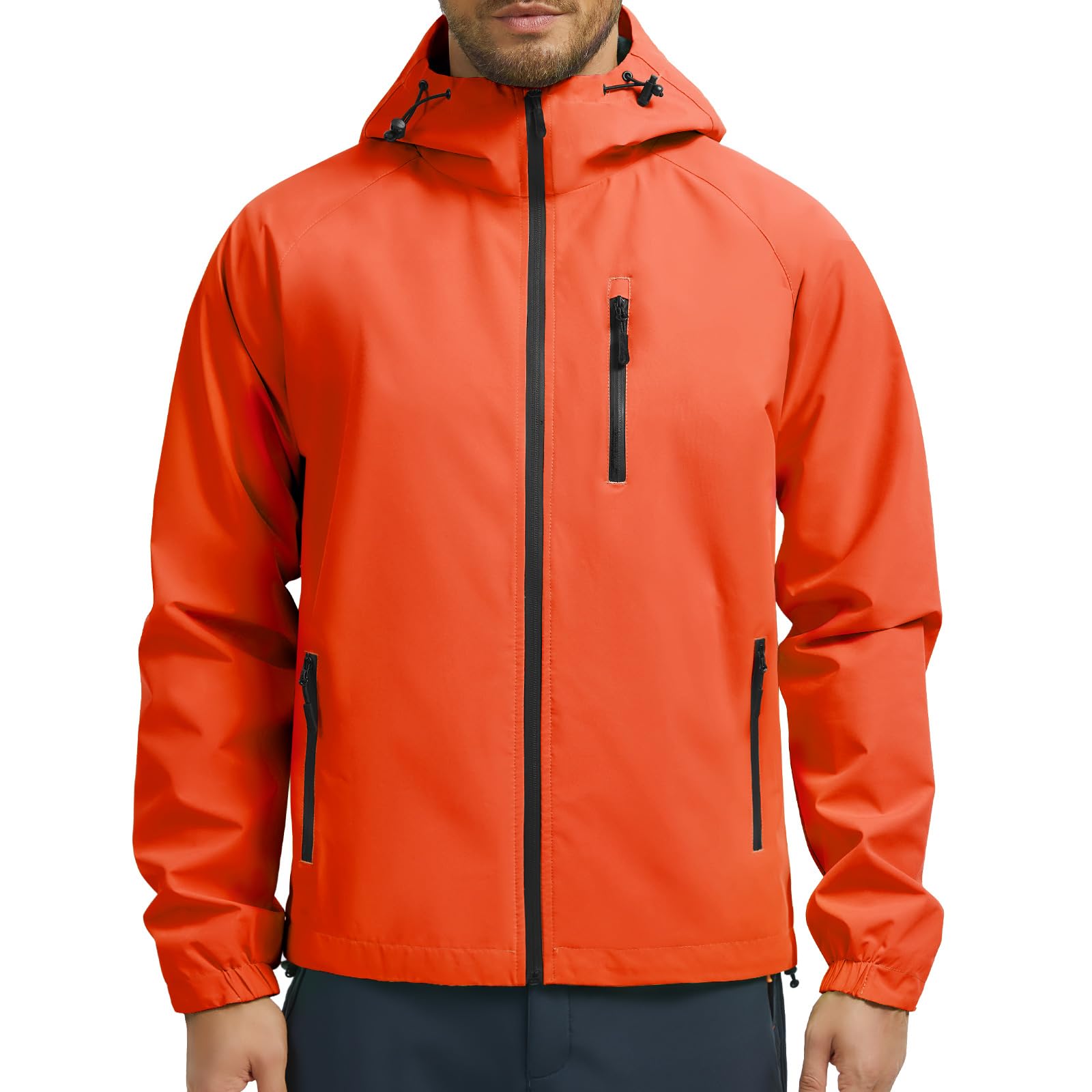 UMIPUBO Regenjacke Herren Wasserdicht Outdoorjacke Mit Kapuze Leicht Atmungsaktiv Dünne Rain Jacket Windbreaker Reflektierend Fahrradjacke Wanderjacke Übergangsjacke Laufjacke