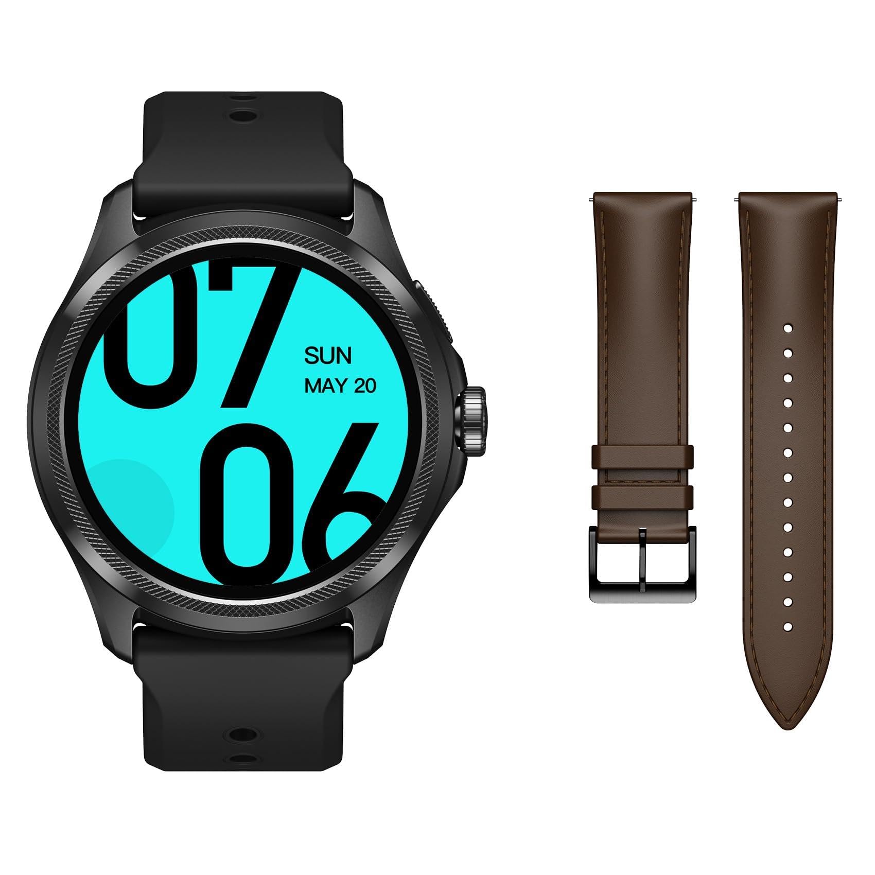 Ticwatch Pro 5 Android Smartwatch for Men Snapdragon W5+ Gen1 Wear OS Smart Watch 80Hrs Long Battery Life Health Fitness Tracking Built in GPS 5ATM Water Resistance Compass (Black+an Extra watchband)