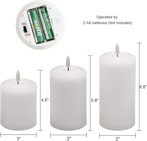 Miniatura 7 de GenSwin Velas parpadeantes sin llama de mecha 3D que funcionan con pilas con temporizador remoto, velas votivas LED de cera real, luz cálida, juego