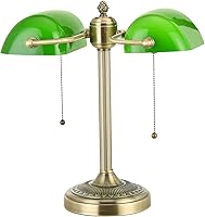 Vista 15 de Newrays Lámpara de Escritorio Tradicional de Banquero de Vidrio con Interruptor de Cadena y Enchufe